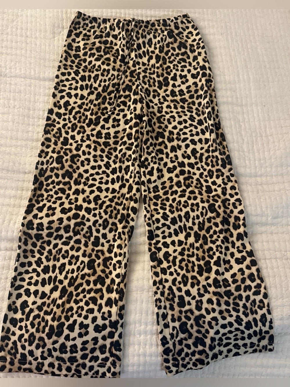 Leopard Print Silk-like Flowy Leg Pants